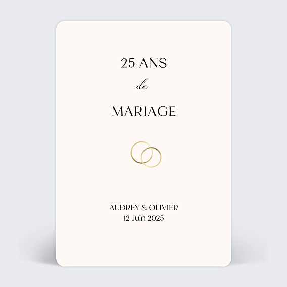 Invitation anniversaire mariage Alliances Minimalistes