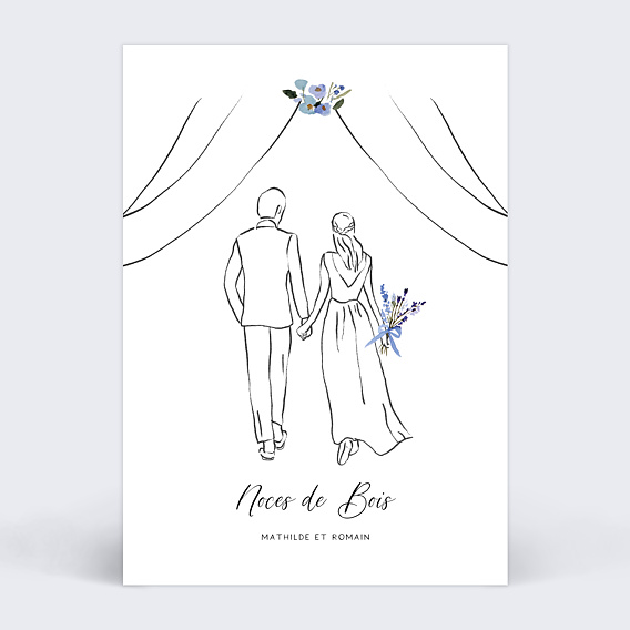 Invitation anniversaire mariage Couple fleuris