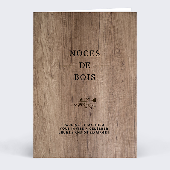Invitation anniversaire mariage Effet bois