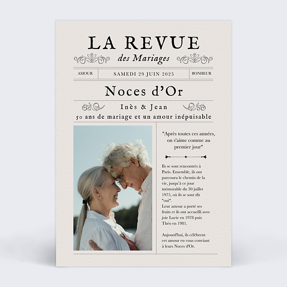 Invitation anniversaire mariage La revue