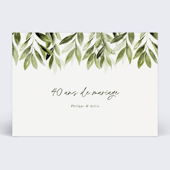 Invitation anniversaire mariage Lauriers Suspendus