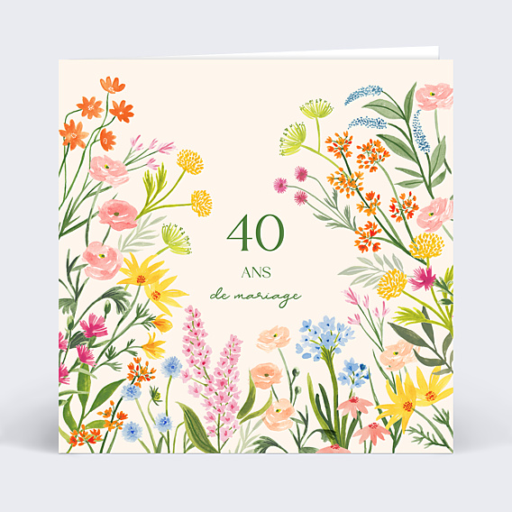 Invitation anniversaire mariage Jardin Romantique