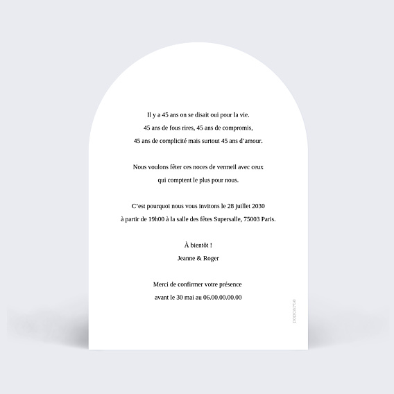 Invitation anniversaire de mariage Bouquet de fleurs