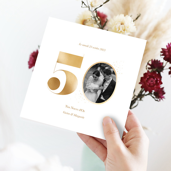 Invitation anniversaire mariage Photo souvenir 50 Après 1