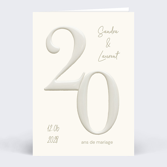 Invitation anniversaire mariage 20 années d'amour
