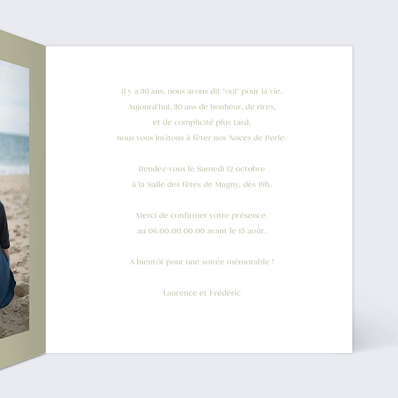 Invitation anniversaire mariage Etiquette carré Intérieur Droit