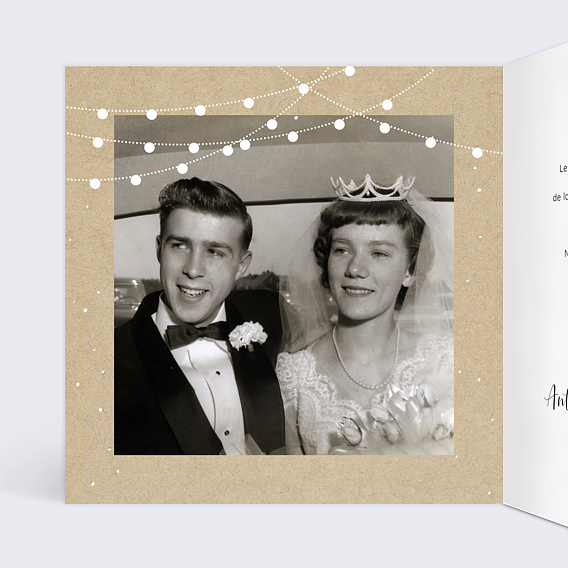 Invitation anniversaire mariage Guirlandes Intérieur Gauche
