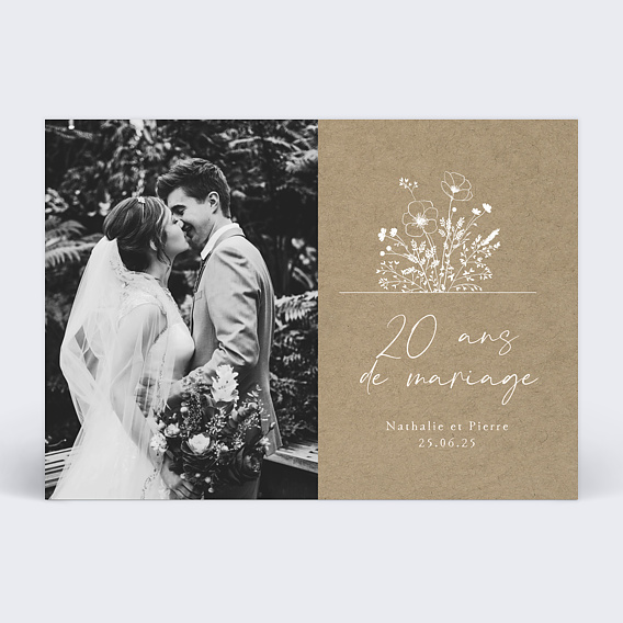 Invitation anniversaire mariage Bouquet Champêtre