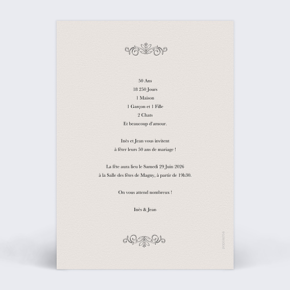 Invitation anniversaire de mariage La revue