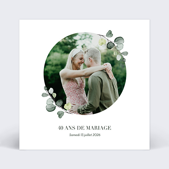 Invitation anniversaire mariage Petite Couronne Eucalyptus
