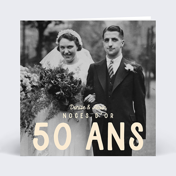 Invitation anniversaire mariage Année en grand avec Graines Recto