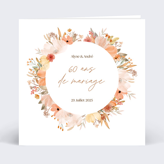 Invitation anniversaire mariage Flower of Fall Graines Recto