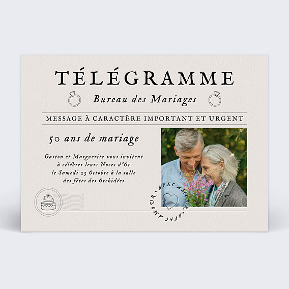 Invitation anniversaire mariage Télégramme
