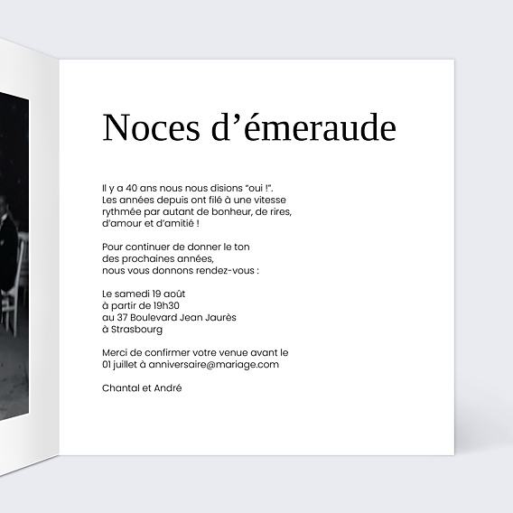 Invitation anniversaire de mariage Portrait en line art