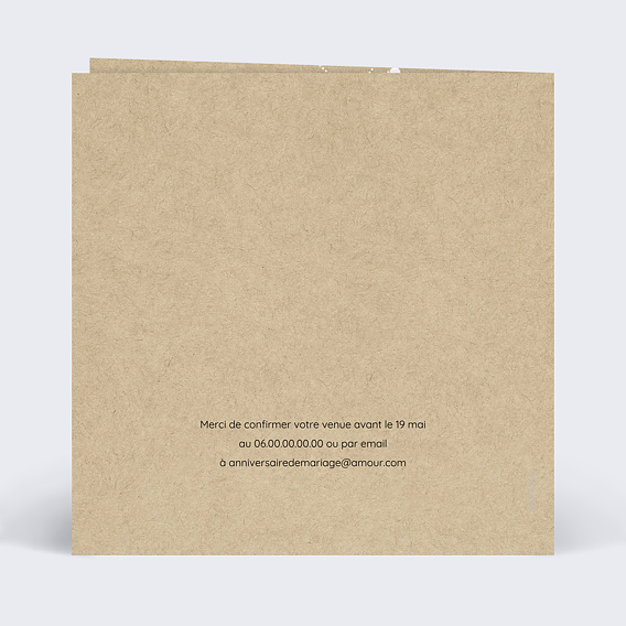 Invitation anniversaire mariage Guirlandes Verso