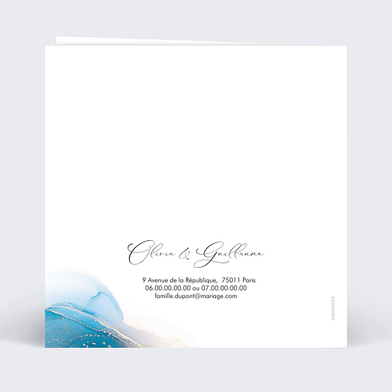 Invitation anniversaire mariage Opaline Verso