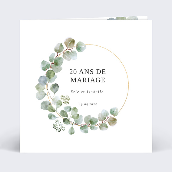 Invitation anniversaire mariage Couronne Ocre Eucalyptus