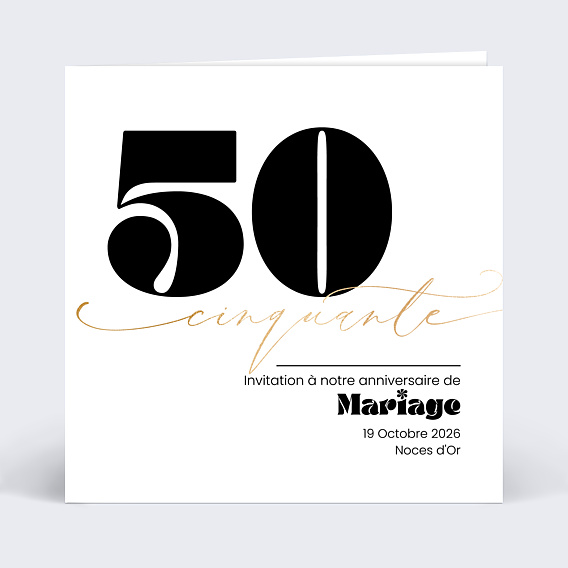 Invitation anniversaire de mariage 50 ans Moderne
