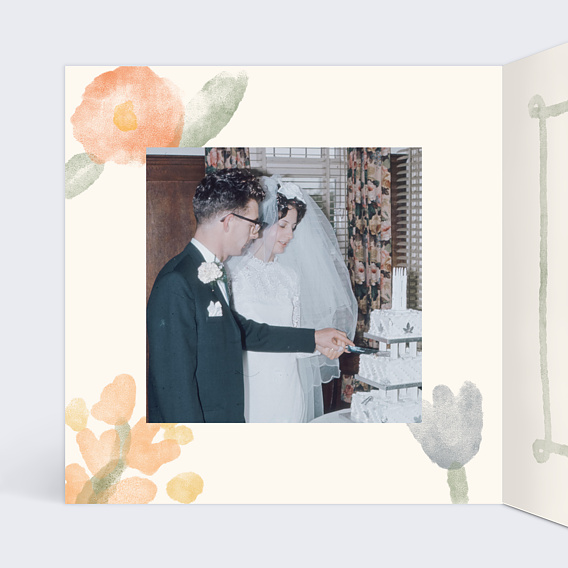 Invitation anniversaire mariage Jardin Aquarelle Intérieur Gauche