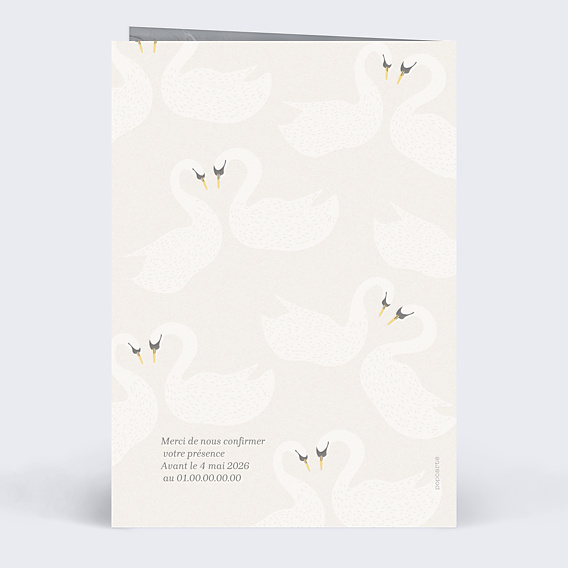 Invitation anniversaire de mariage Cygnes en coeur