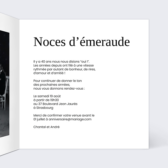 Invitation anniversaire de mariage Portrait en line art