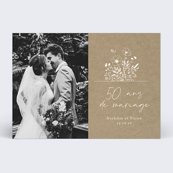 Invitation anniversaire de mariage Bouquet Champêtre