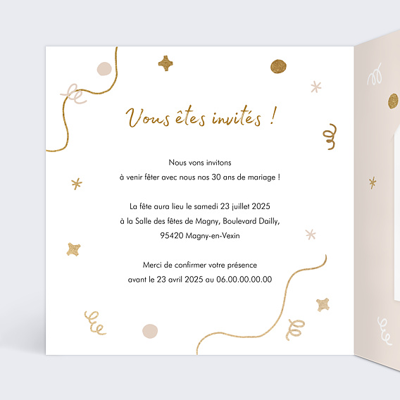 Invitation anniversaire mariage Cultiver l’amour Intérieur Gauche