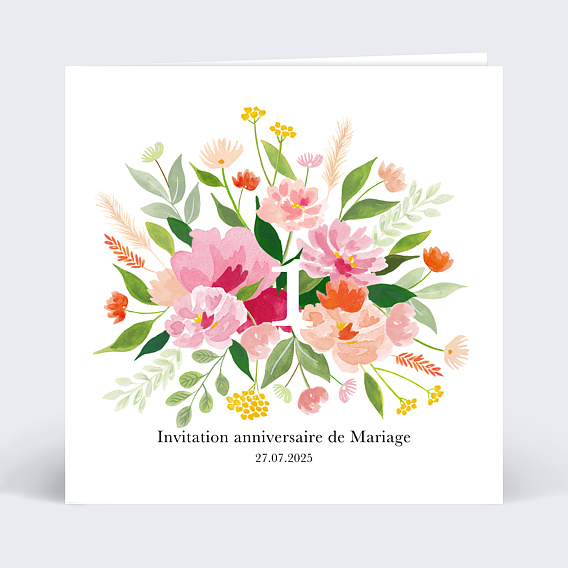 Invitation anniversaire mariage Aquarelle Champêtre