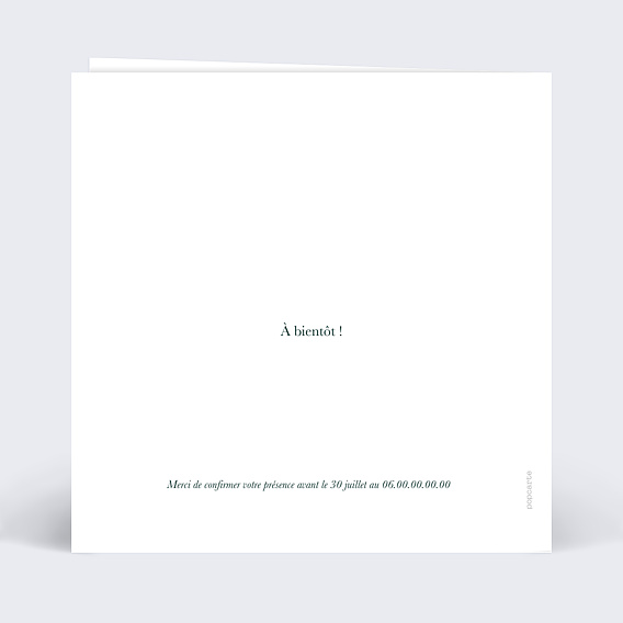 Invitation anniversaire mariage Photo Souvenir 40 Verso