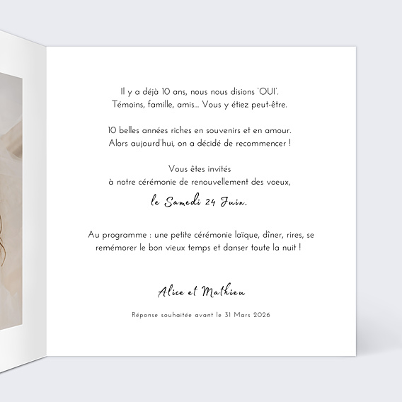 Invitation anniversaire de mariage Cœur en Photos