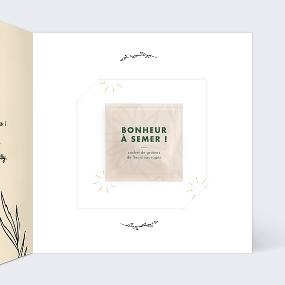 Invitation anniversaire mariage Année en grand avec Graines Intérieur Droit