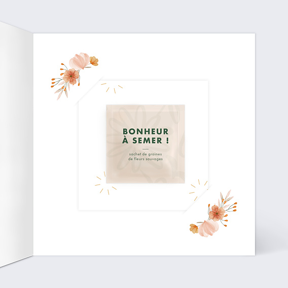 Invitation anniversaire mariage Flower of Fall Graines Intérieur Droit