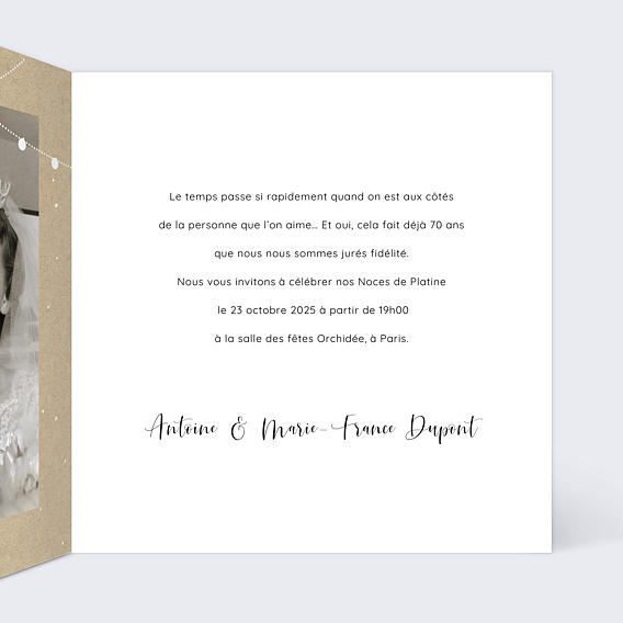 Invitation anniversaire mariage Guirlandes Intérieur Droit