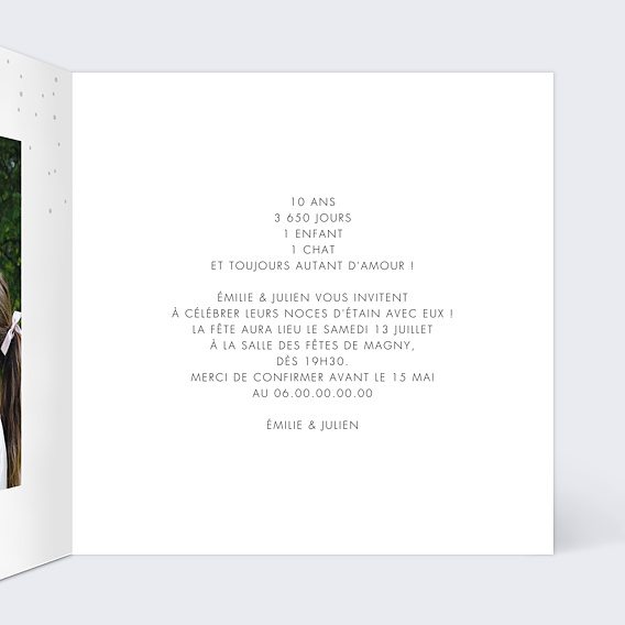 Invitation anniversaire mariage Levons nos Verres Chiffres Intérieur Droit