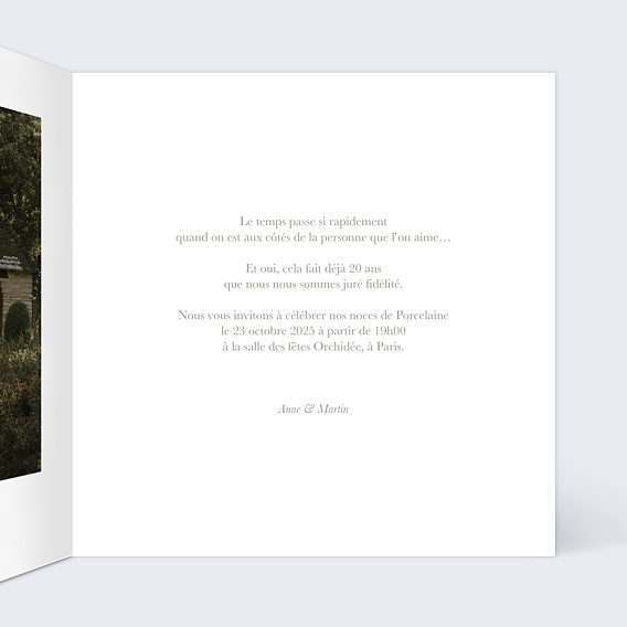 Invitation anniversaire mariage Photo souvenir 20 Intérieur Droit