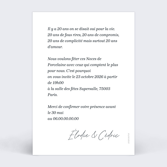 Invitation anniversaire de mariage Belle Époque