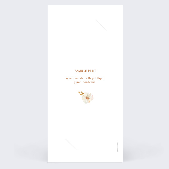 Invitation anniversaire mariage Bouquet Parfumé décomposé Verso