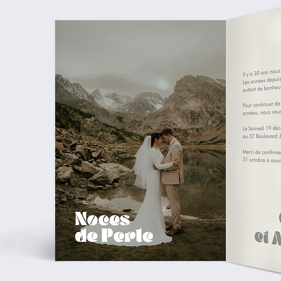 Invitation anniversaire mariage 30 ans de mariage Intérieur Gauche