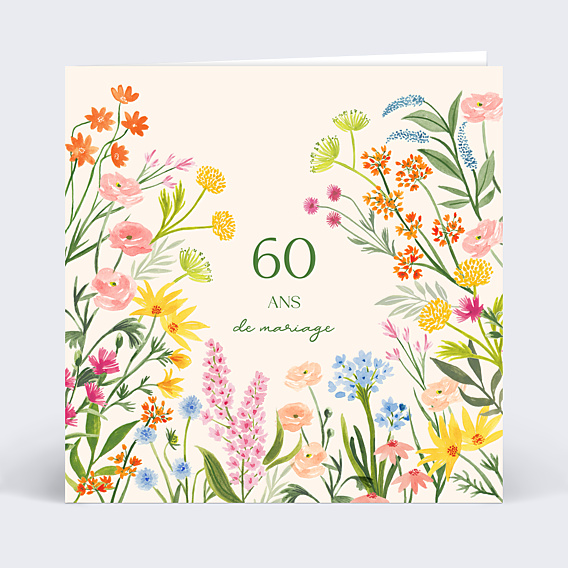 Invitation anniversaire mariage Jardin Romantique