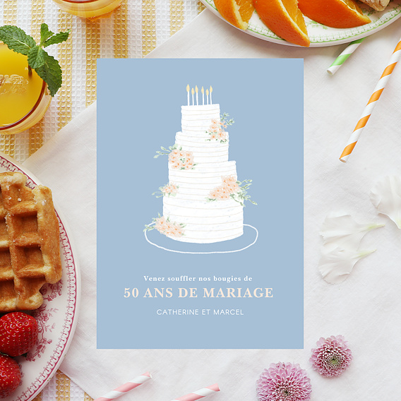 Invitation anniversaire mariage Pièce Montée Après 1