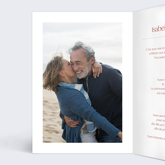 Invitation anniversaire mariage Arche bohème terracota Intérieur Gauche