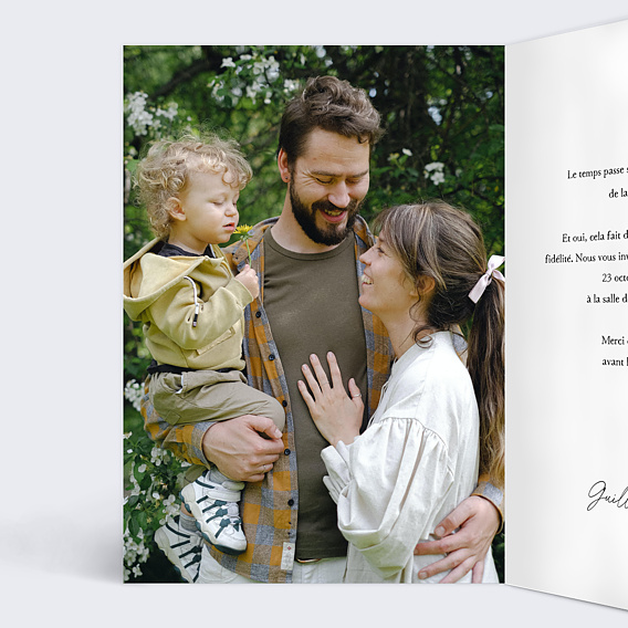 Invitation anniversaire mariage Couronne de Fleurs Sauvages Intérieur Gauche