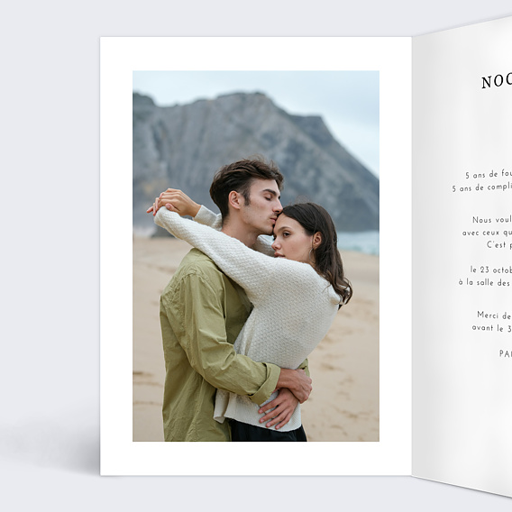 Invitation anniversaire mariage Effet bois Intérieur Gauche