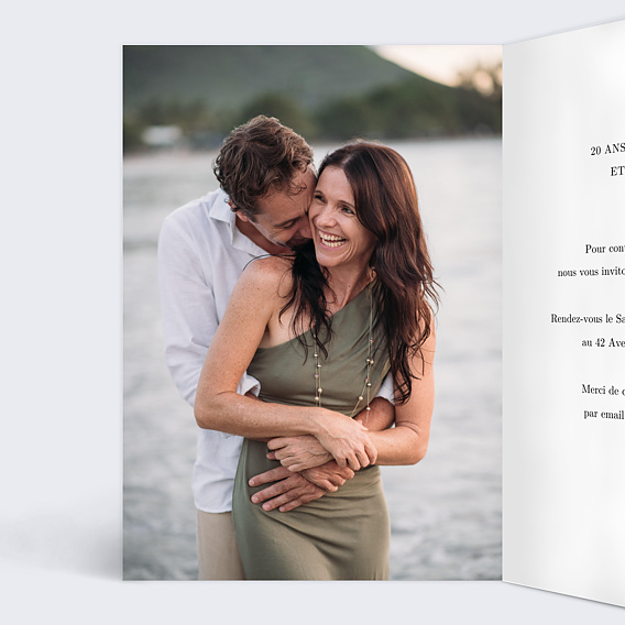 Invitation anniversaire mariage Photo Pleine Page Intérieur Gauche