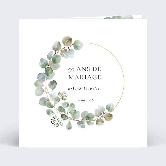 Invitation anniversaire mariage Couronne Ocre Eucalyptus