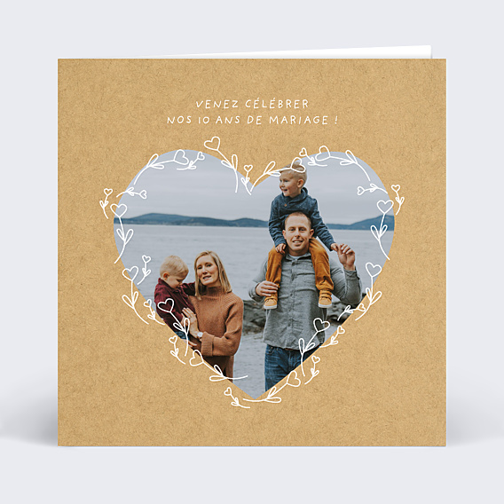 Invitation anniversaire de mariage Coeur Fleuri