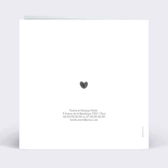 Invitation anniversaire mariage Petit Coeur Verso