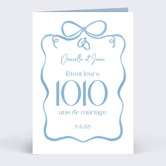 Invitation anniversaire mariage Alliances et Ruban