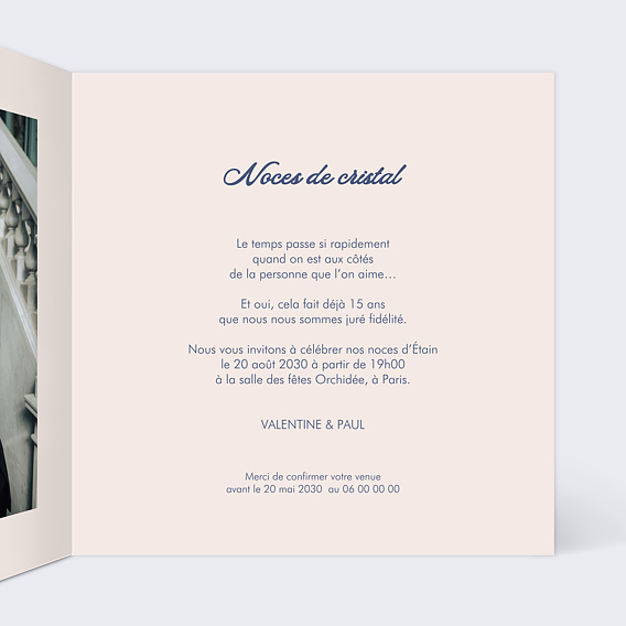 Invitation anniversaire mariage Notre histoire à la main Intérieur Droit