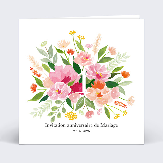 Invitation anniversaire mariage Aquarelle Champêtre